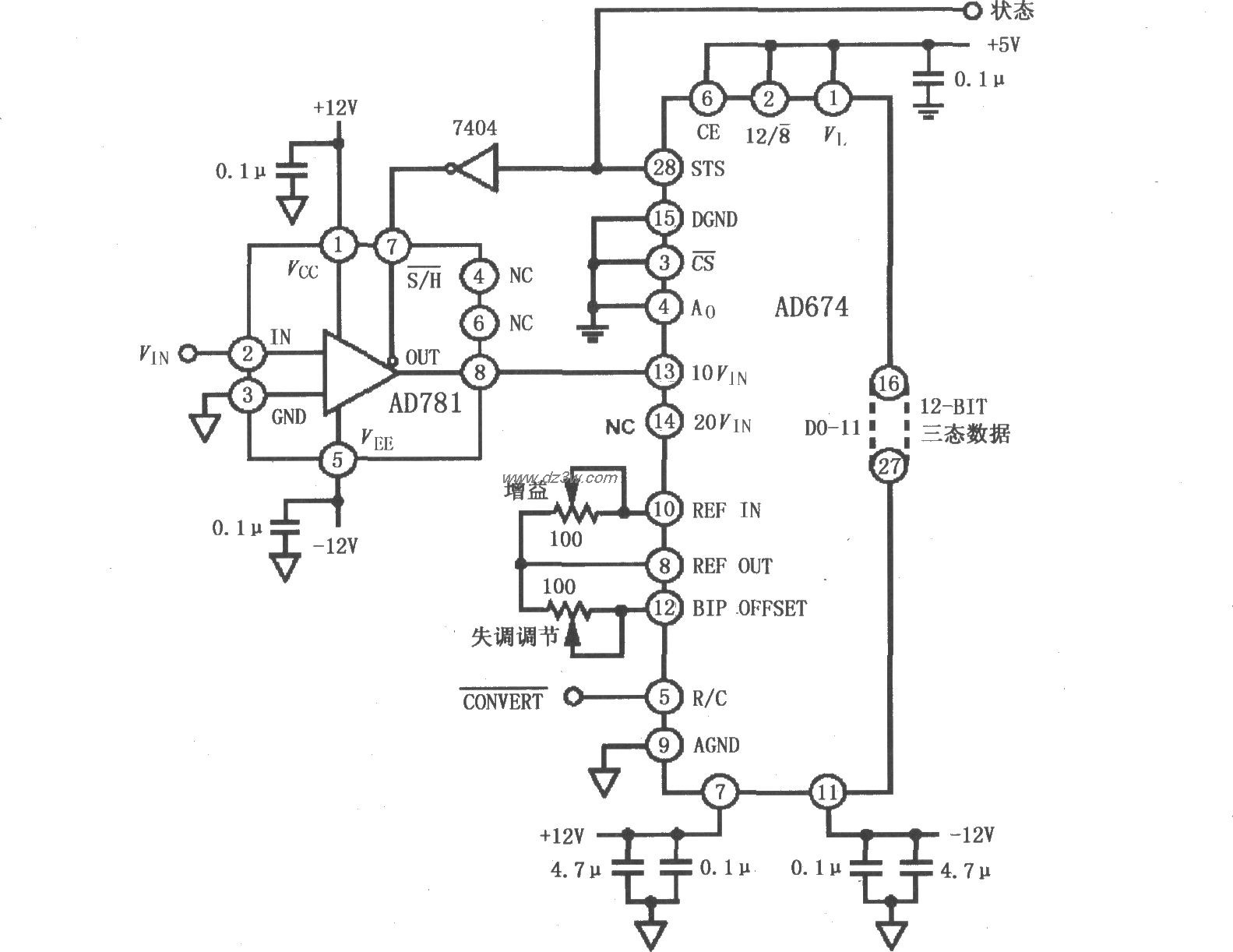 采样保持放大器AD781与A电路图