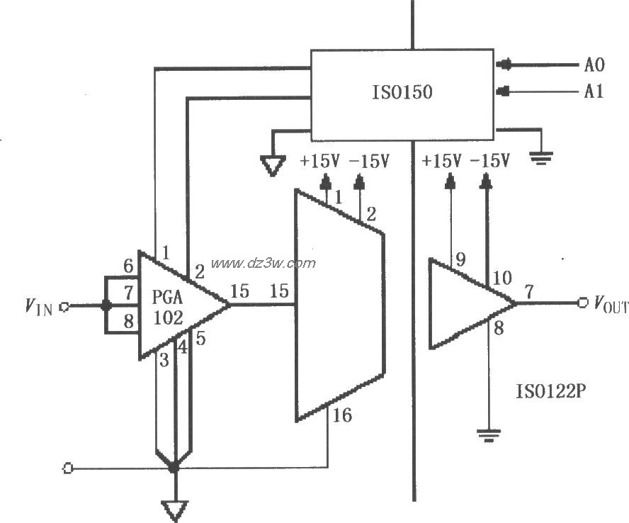 具有增益可编程的隔离通电路图