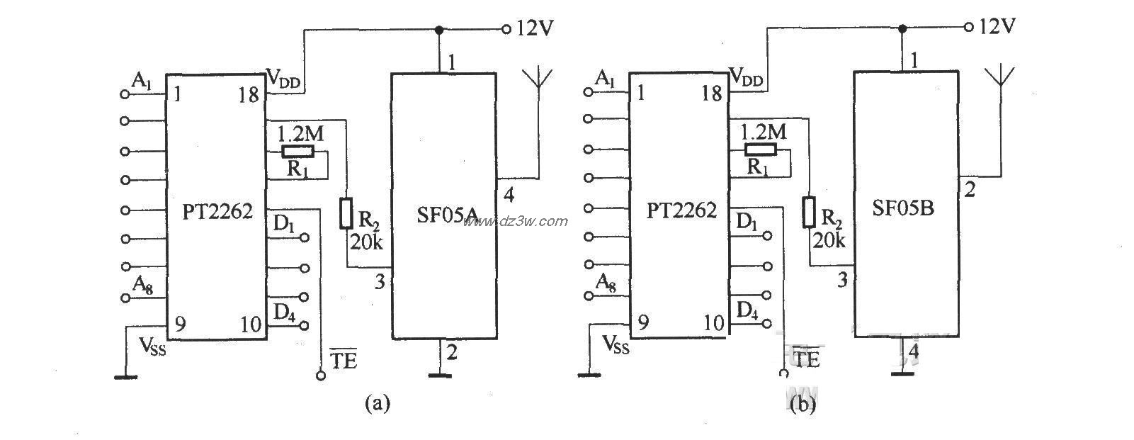 SF05A／B组成的发射电路电路图