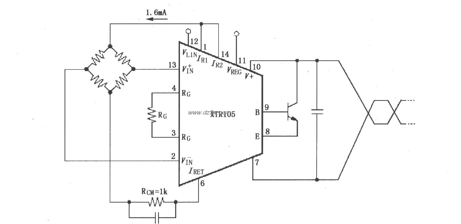 电桥输入、电流激励电路电路图