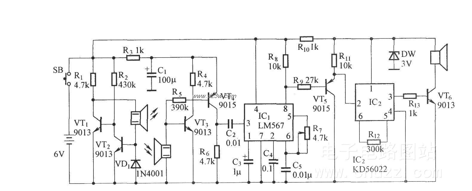 盲人探路器电路(1)电路图
