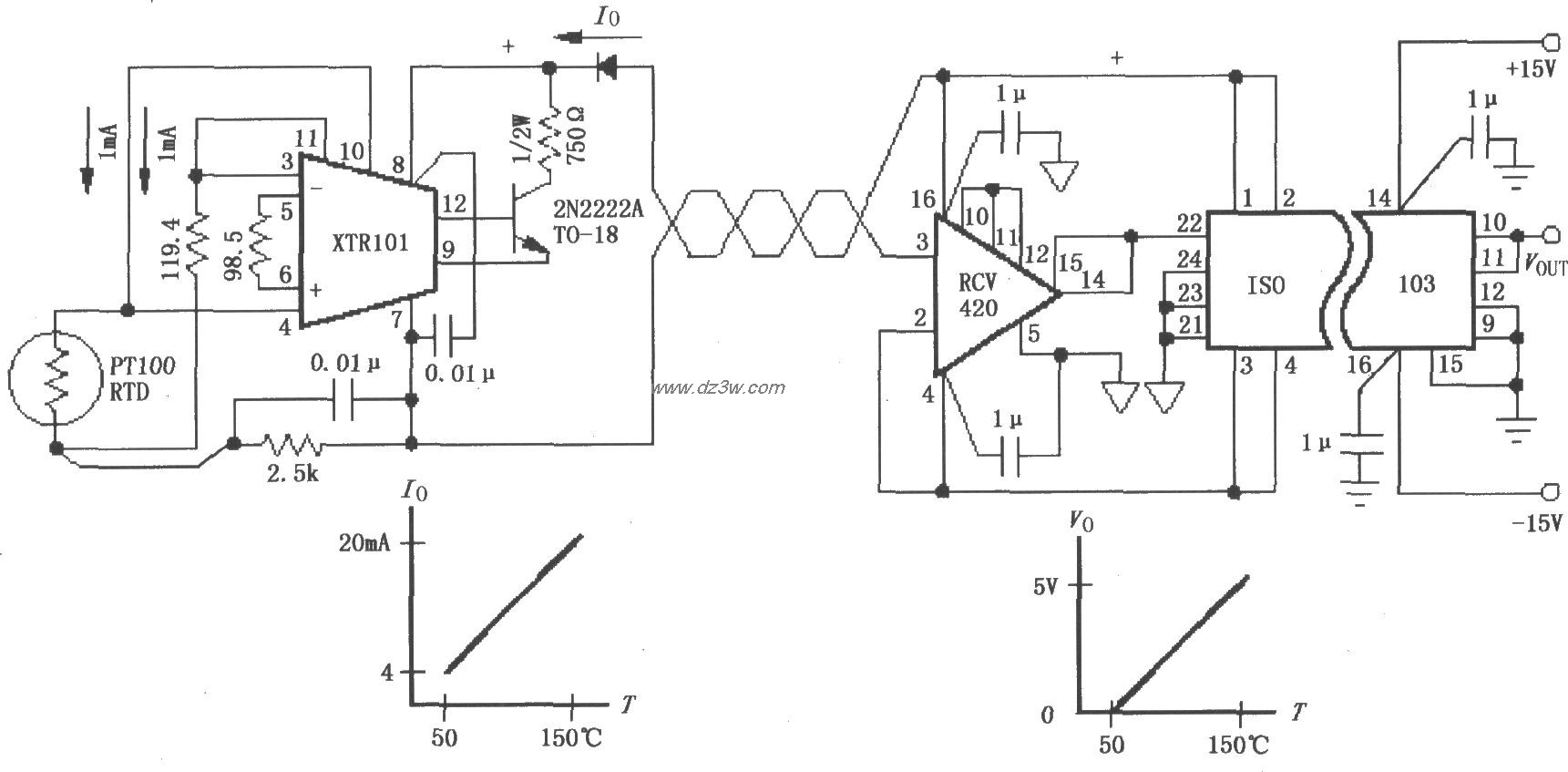 由ISO103与XTRl01构成的电路图