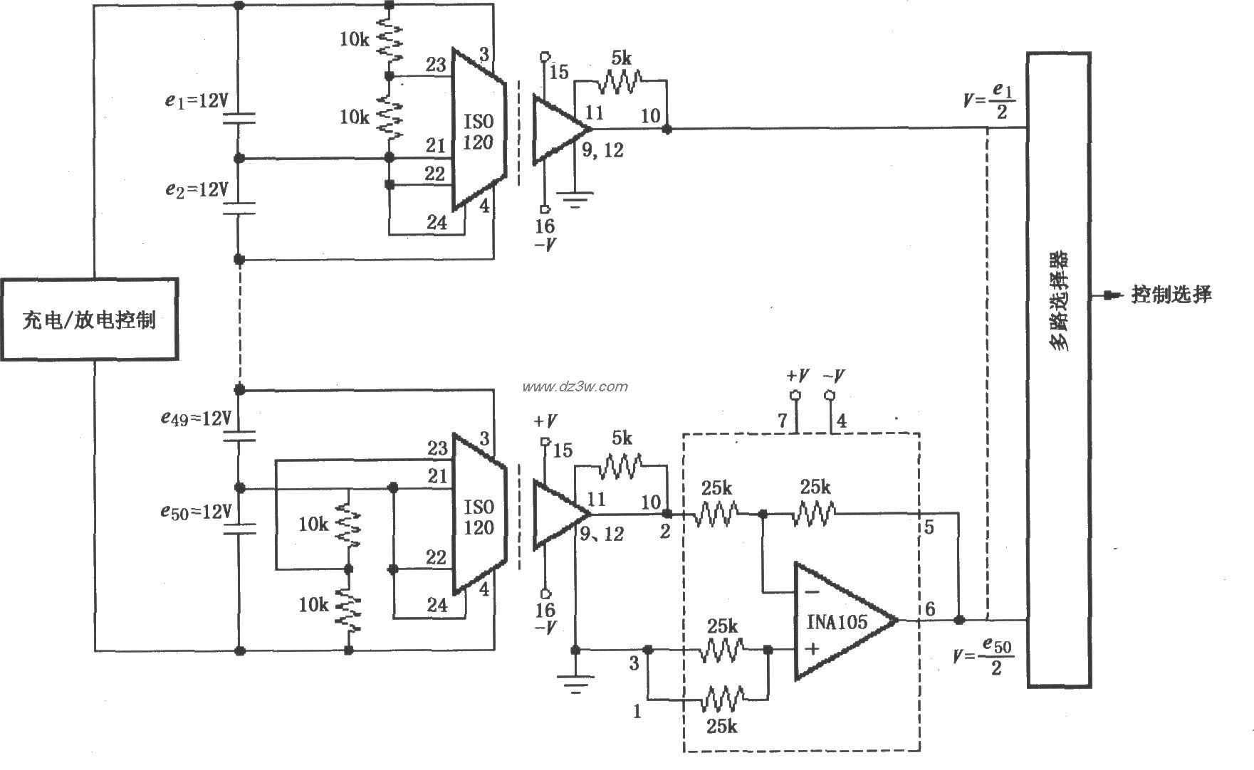 由ISO120与仪表放大器IN电路图