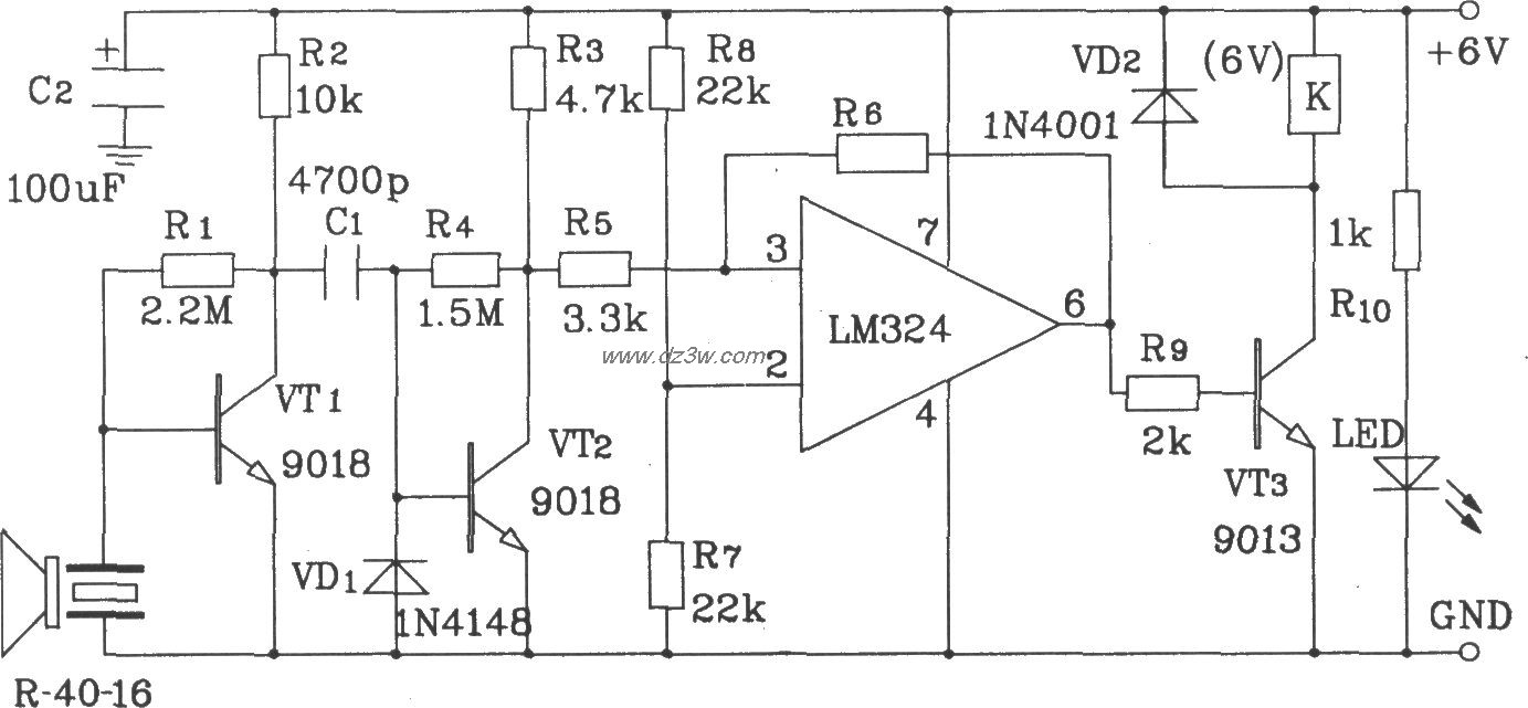 通用型超声波接收电路电路图