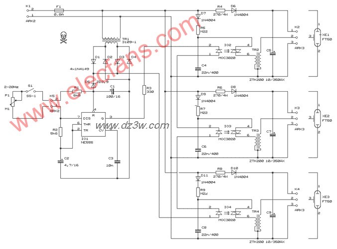 三频闪仪电路电路图