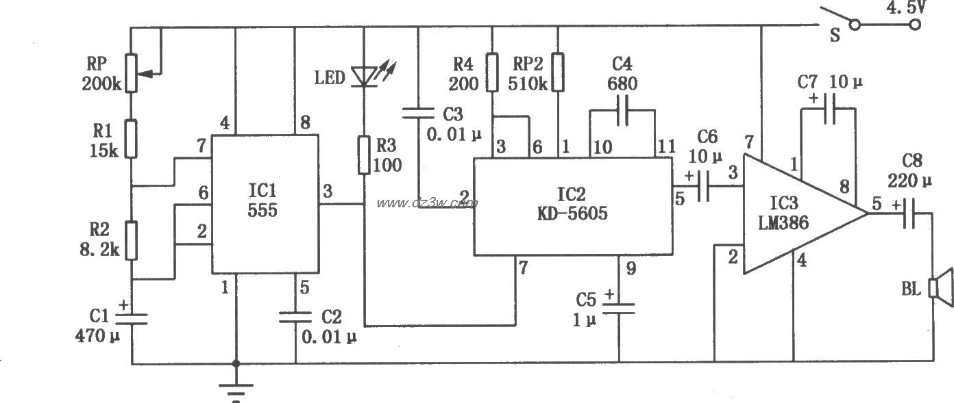 驱鼠电子猫电路电路图