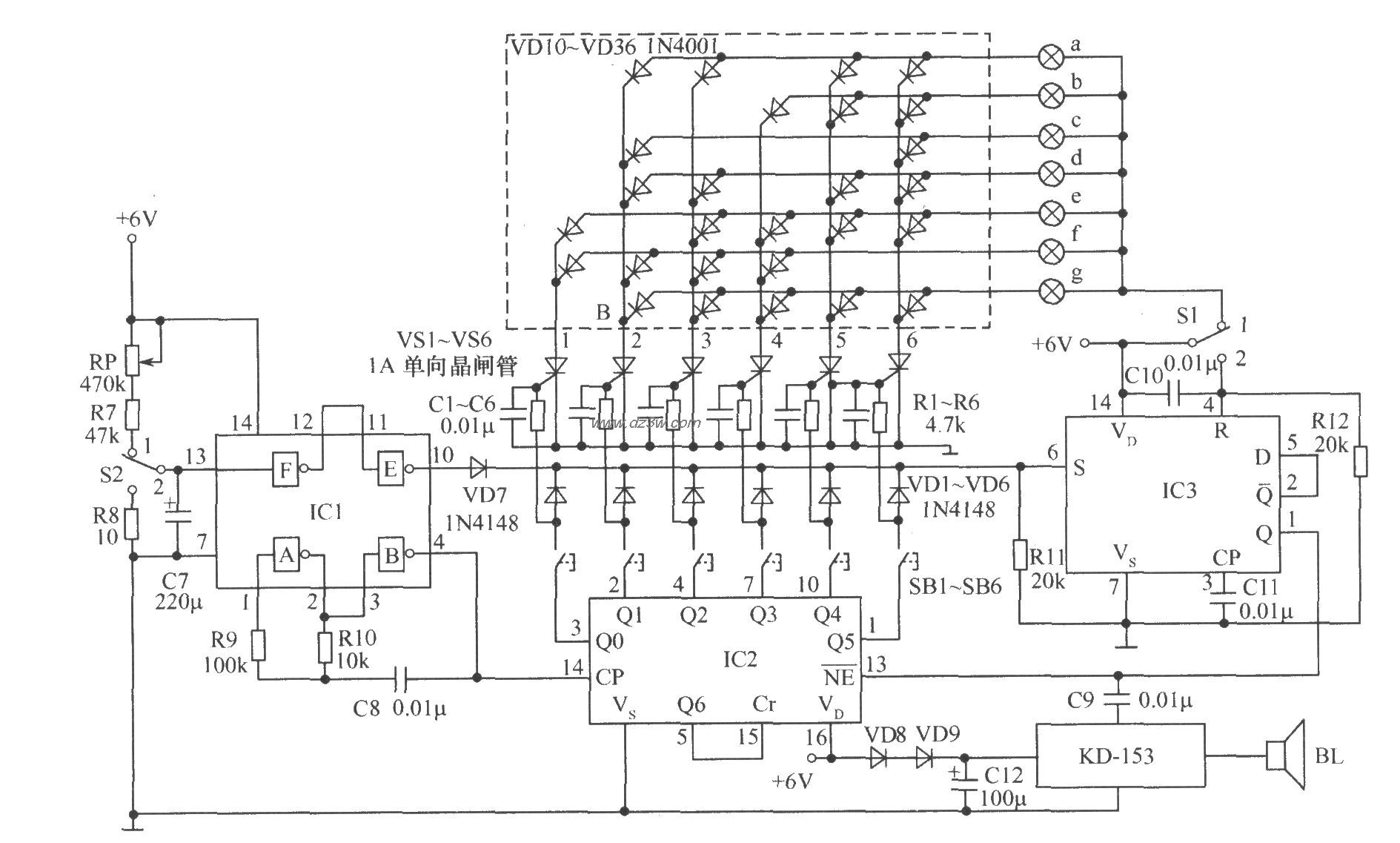 多路抢答器电路电路图