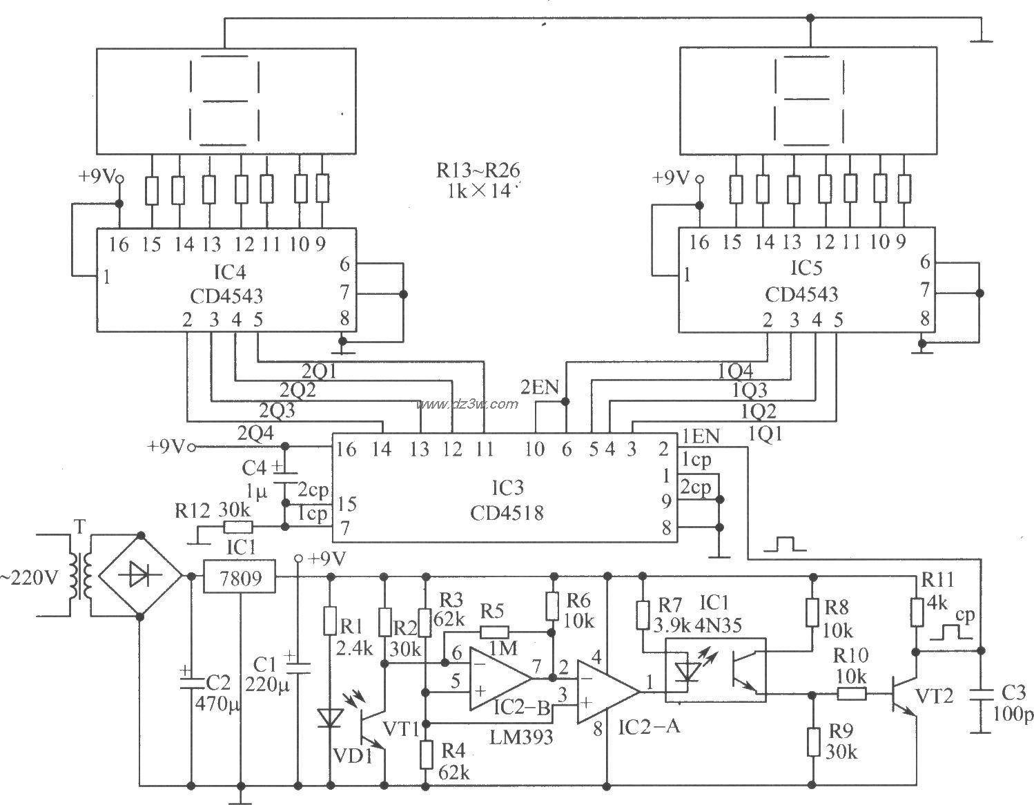 电子计数器电路原理电路图