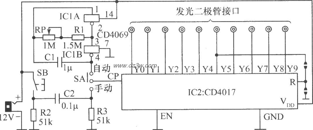 姿态各异的彩灯信号源产电路图