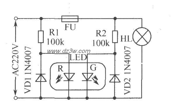 保险丝熔断指示电路电路图