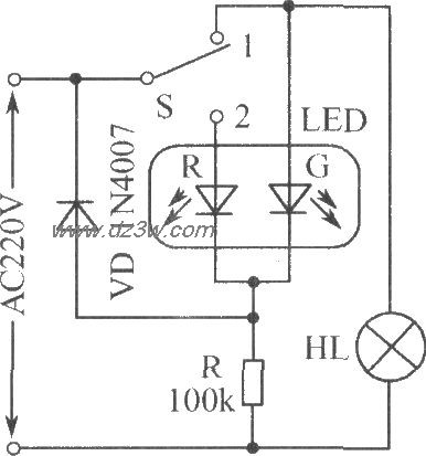 交流电源工作状态指示电电路图