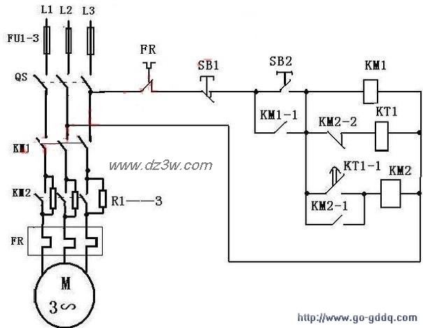 笼型电动机定子串联电阻电路图