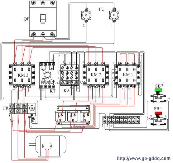 自耦变压器减压起动实物电路图