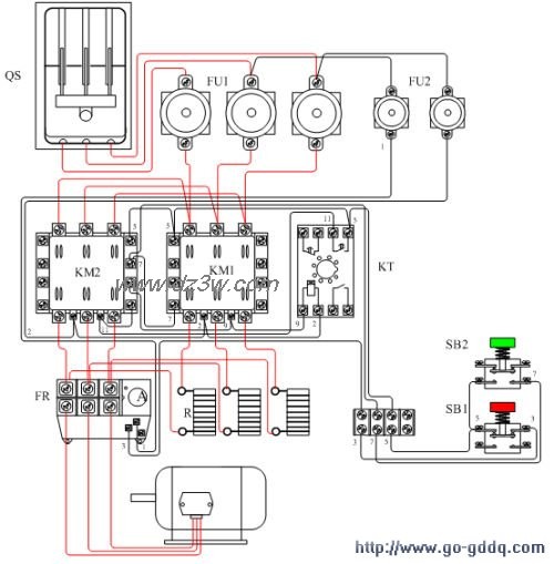 电动机定子串电阻降压起电路图