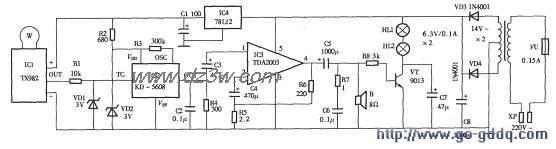 用TX928的微波探测的电子电路图