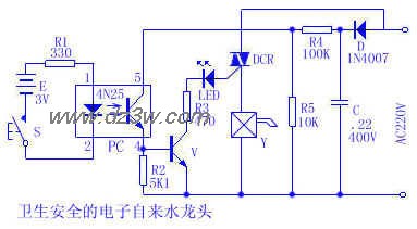 简单电子自来水龙头电路电路图