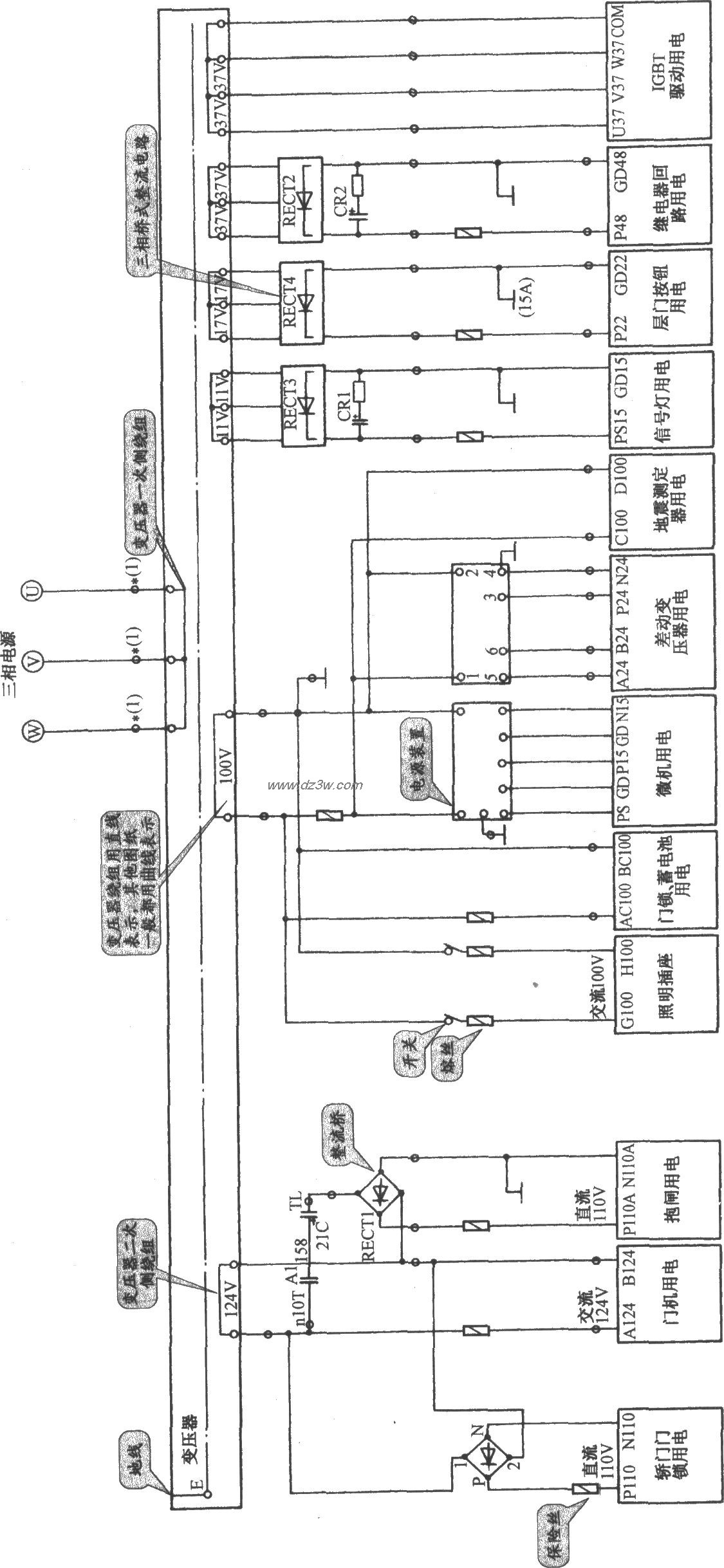 日立VFMG电梯控制电源电电路图