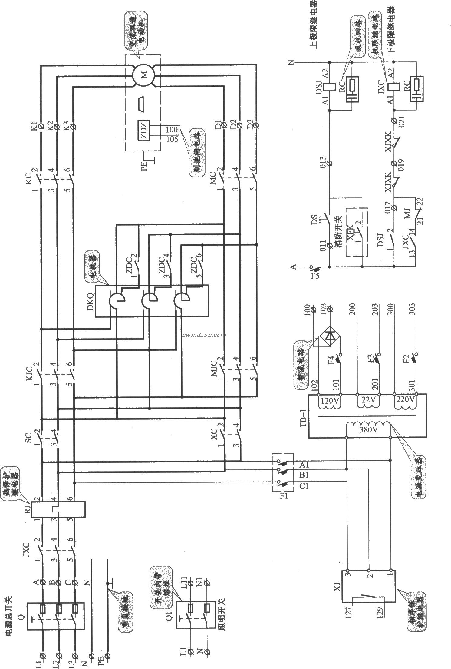 沈阳三洋交流双速电梯控电路图