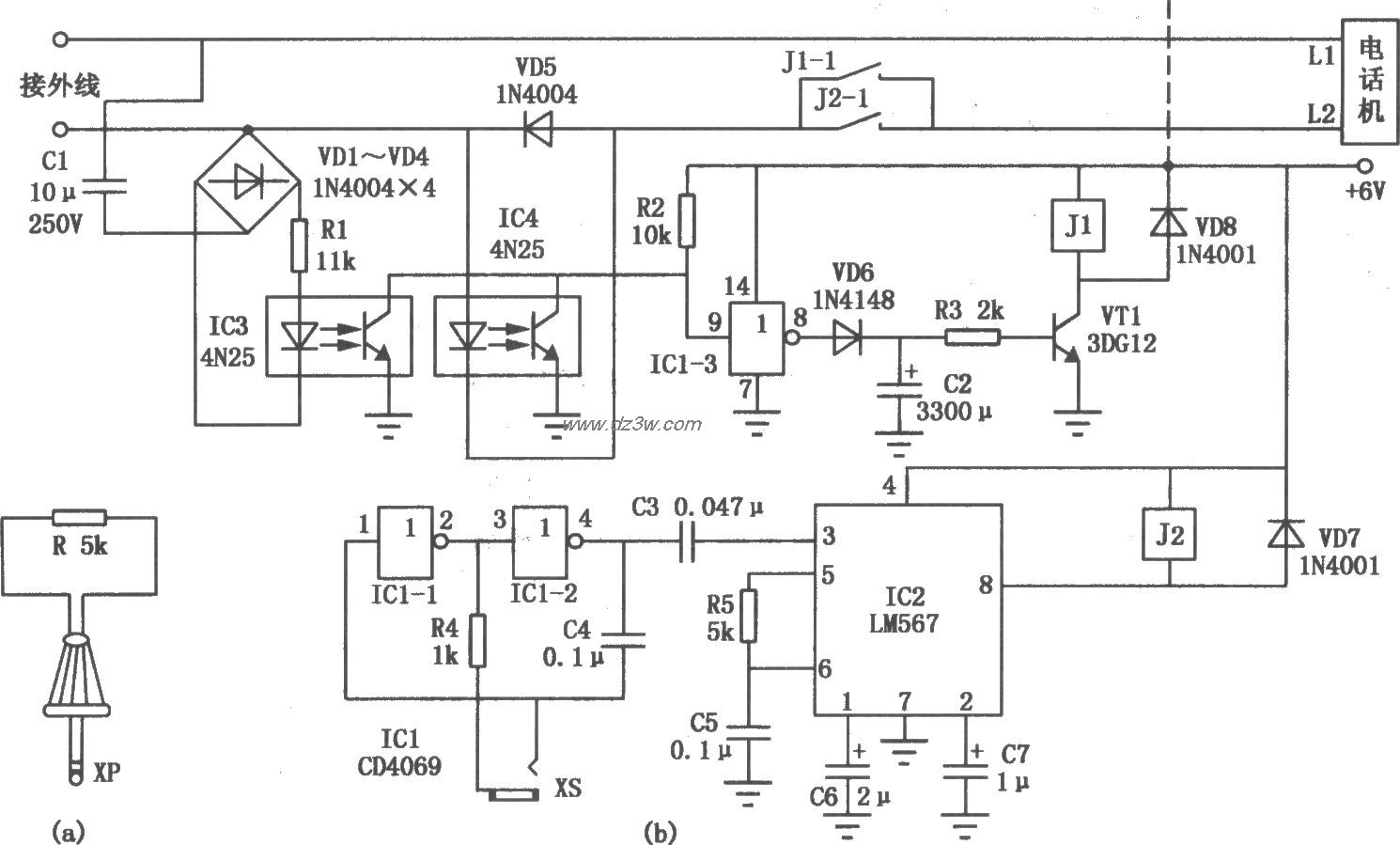 电话机电子锁电路电路图