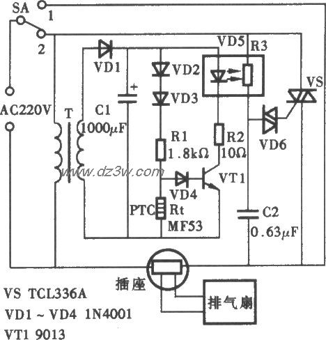 燃气热水器光耦合自控排电路图