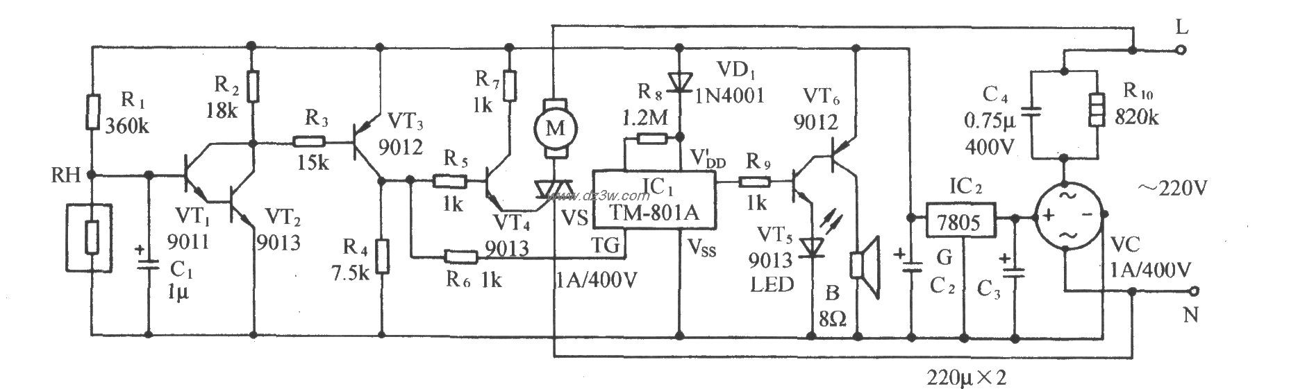高湿度暖房玻璃防结露自电路图
