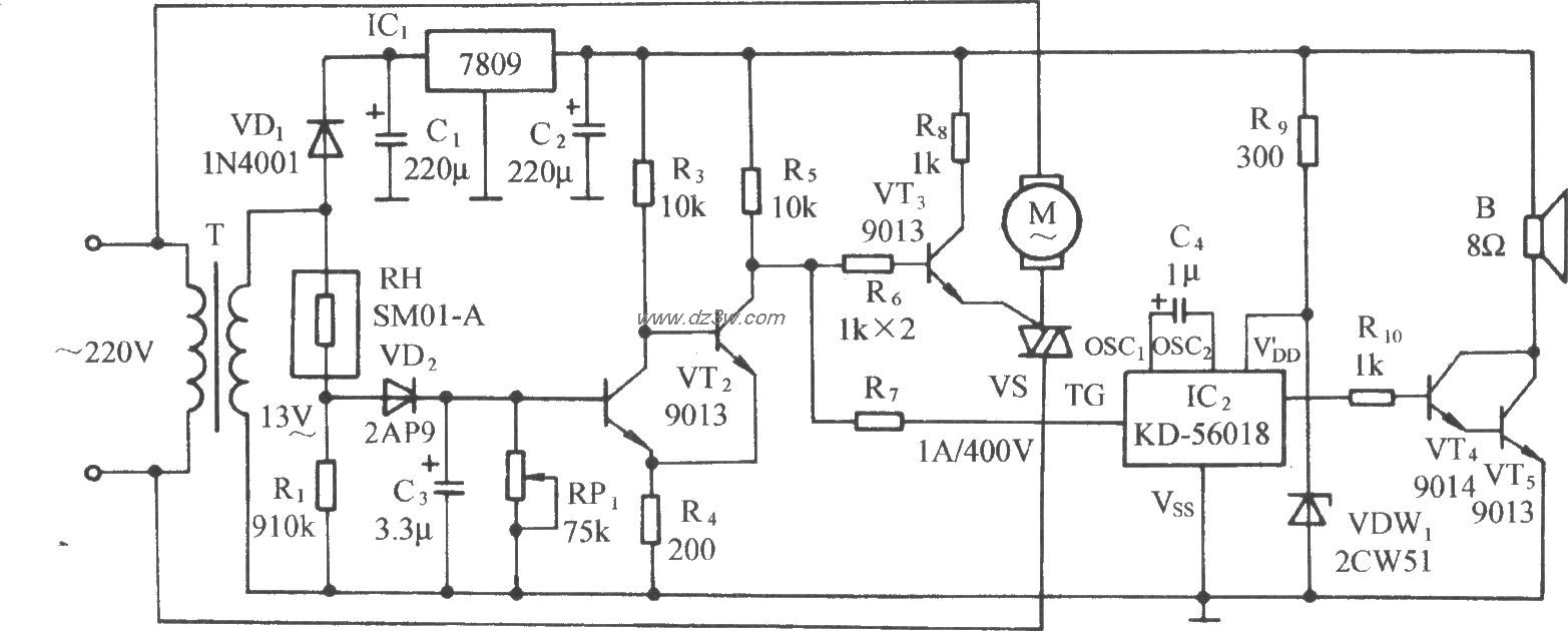 蔬菜大棚湿度检测、自动电路图