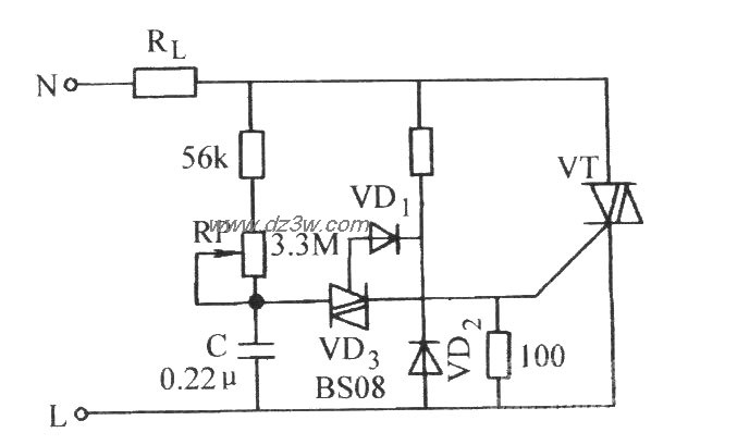 双向晶闸管无滞后现象的电路图