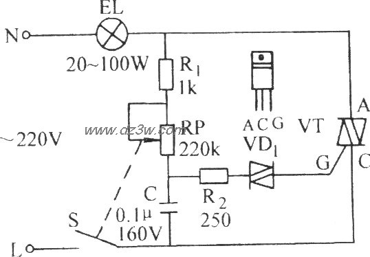 双向晶闸管无级调光、调电路图