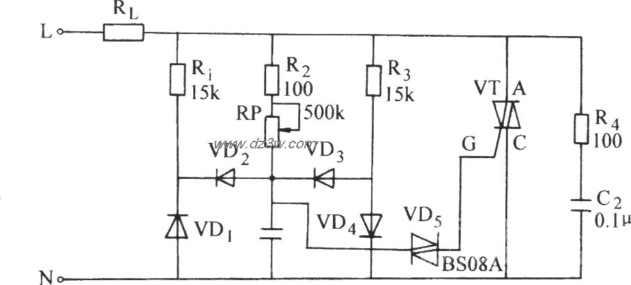 双向晶闸管控制感性负载电路图