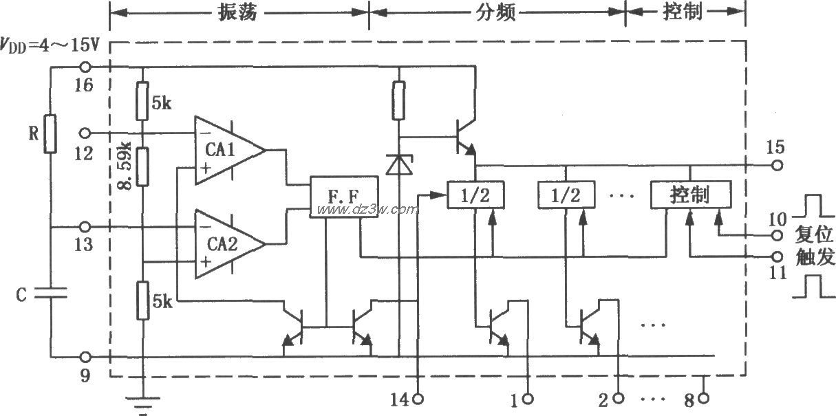 集成计数式定时器XR2240电路图