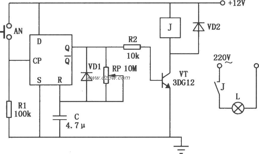 D触发器组成的曝光定时器电路图