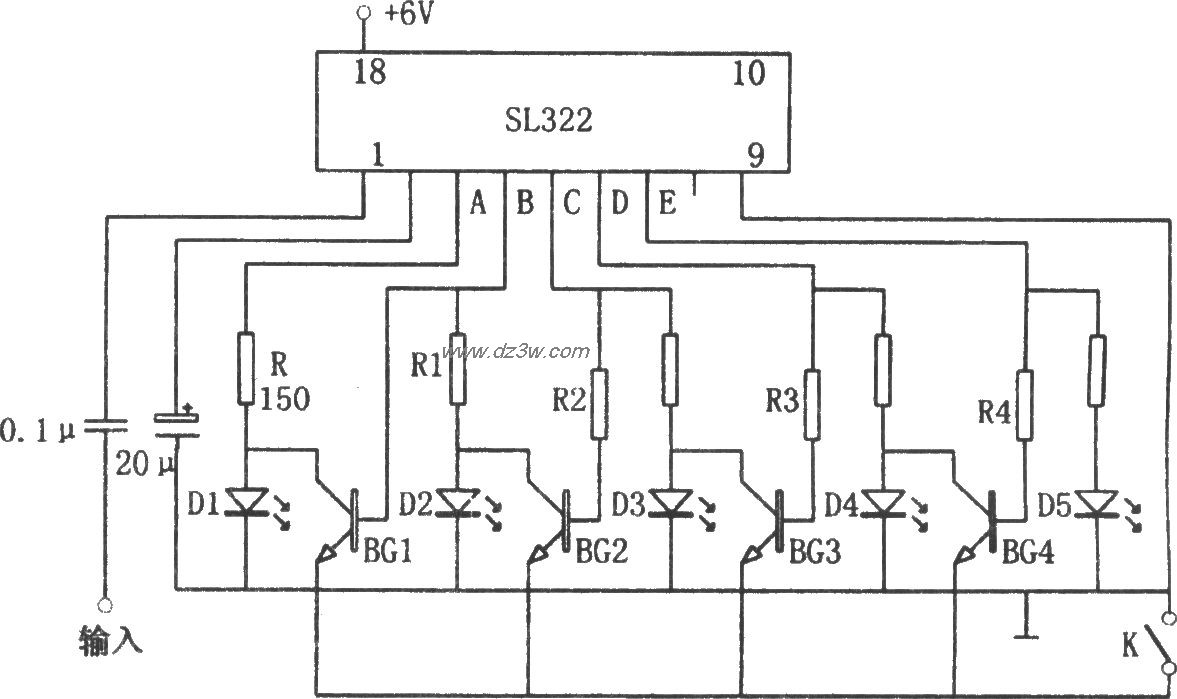 SL322构成的可伸缩、光点电路图