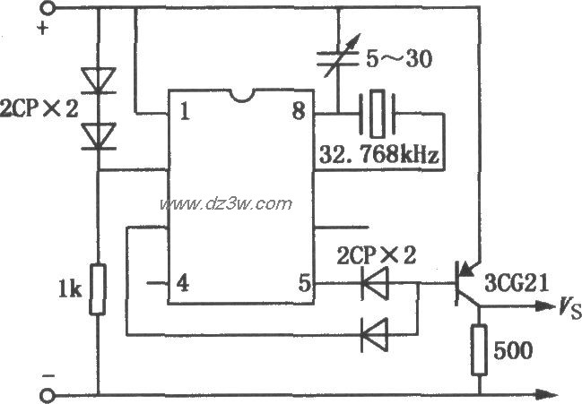 石英电子钟集成电路组成电路图
