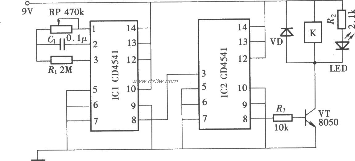 用CD4541组成的长延时定电路图