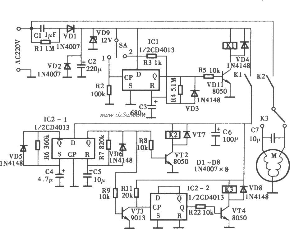 洗衣机电子定时器电路电路图