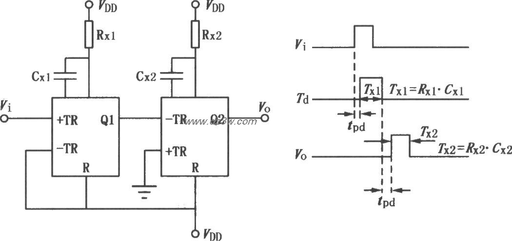 J210组成的脉冲延迟电路电路图