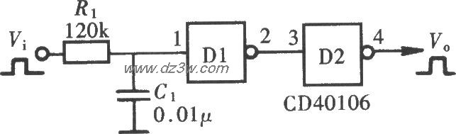 用门电路组成的脉冲延迟电路图