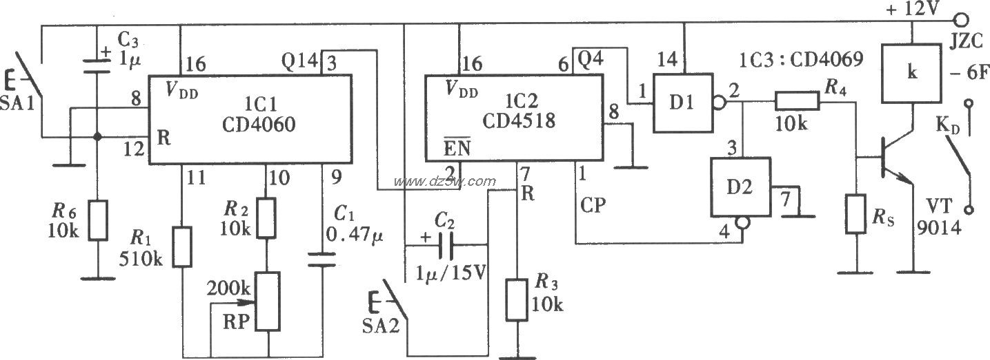 长延时定时控制器电路图