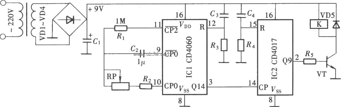 高精度长延时定时控制器电路图