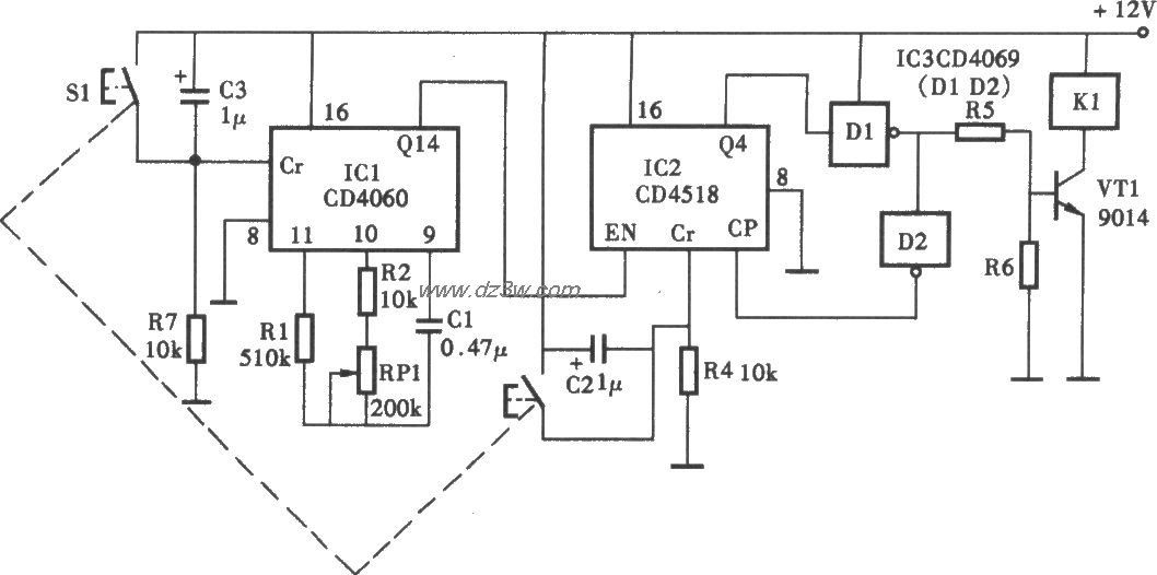 时间可调定时器电路电路图
