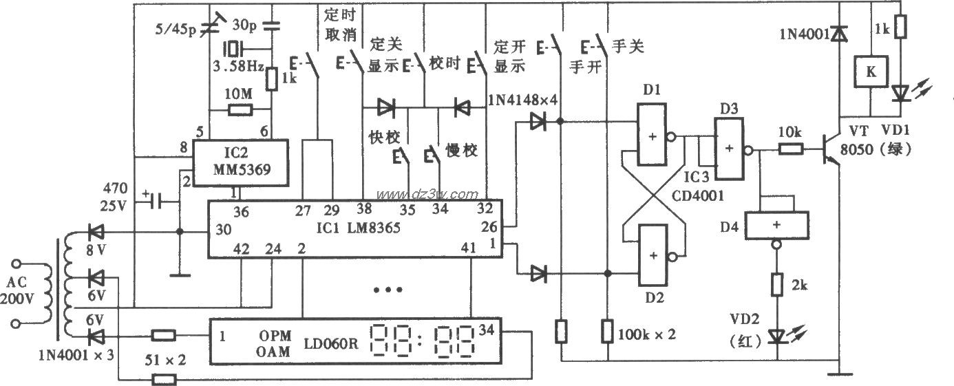 采用LM8365的分时定时器电路图