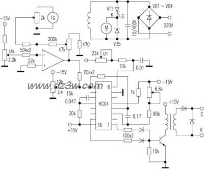 用集成触发器KC04的调速电路图