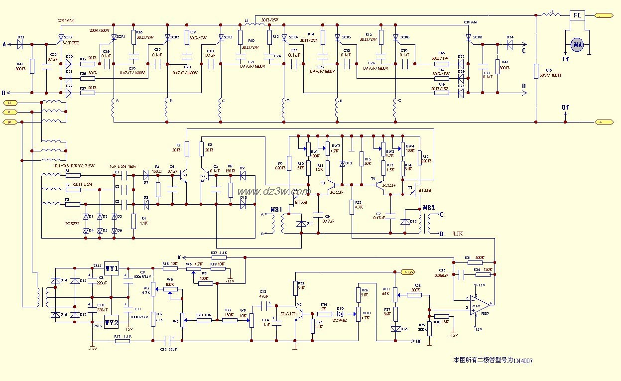 ZX5—630可控硅整流弧焊电路图