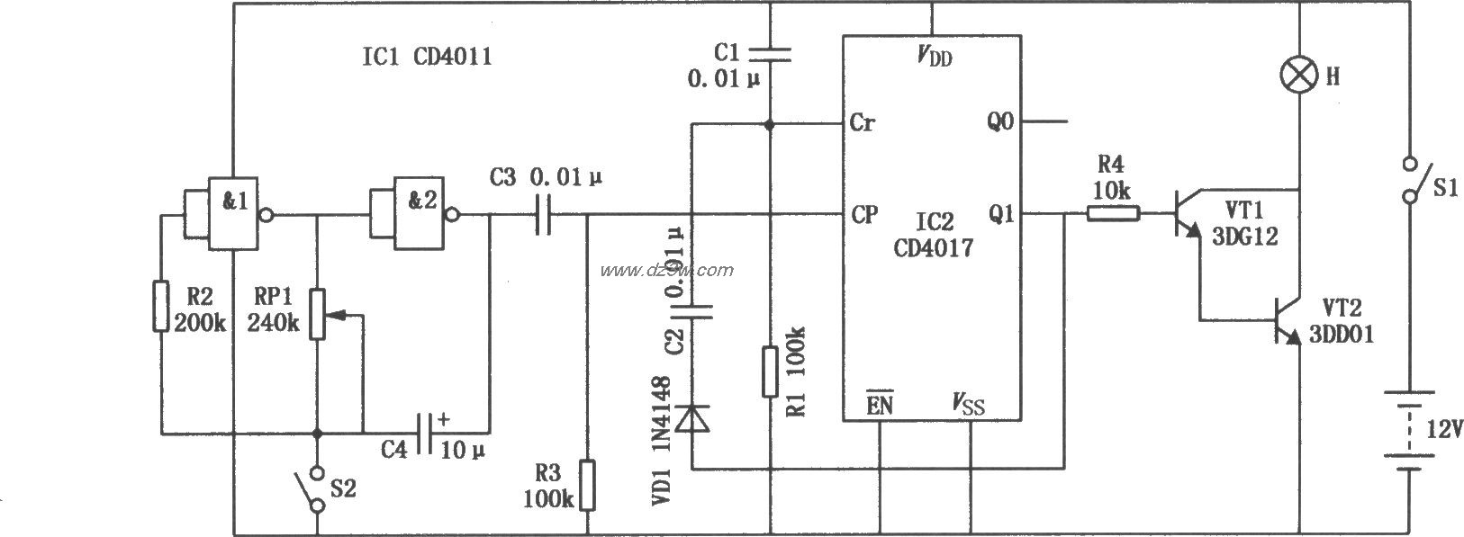 施工指示灯电路电路图