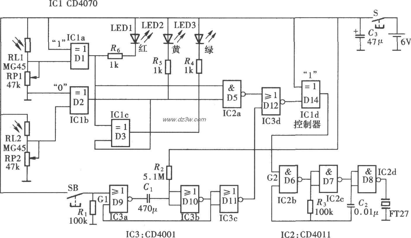 多功能视力保护器电路(C电路图