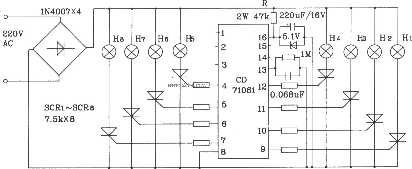 CD71061多功能程控闪光集电路图