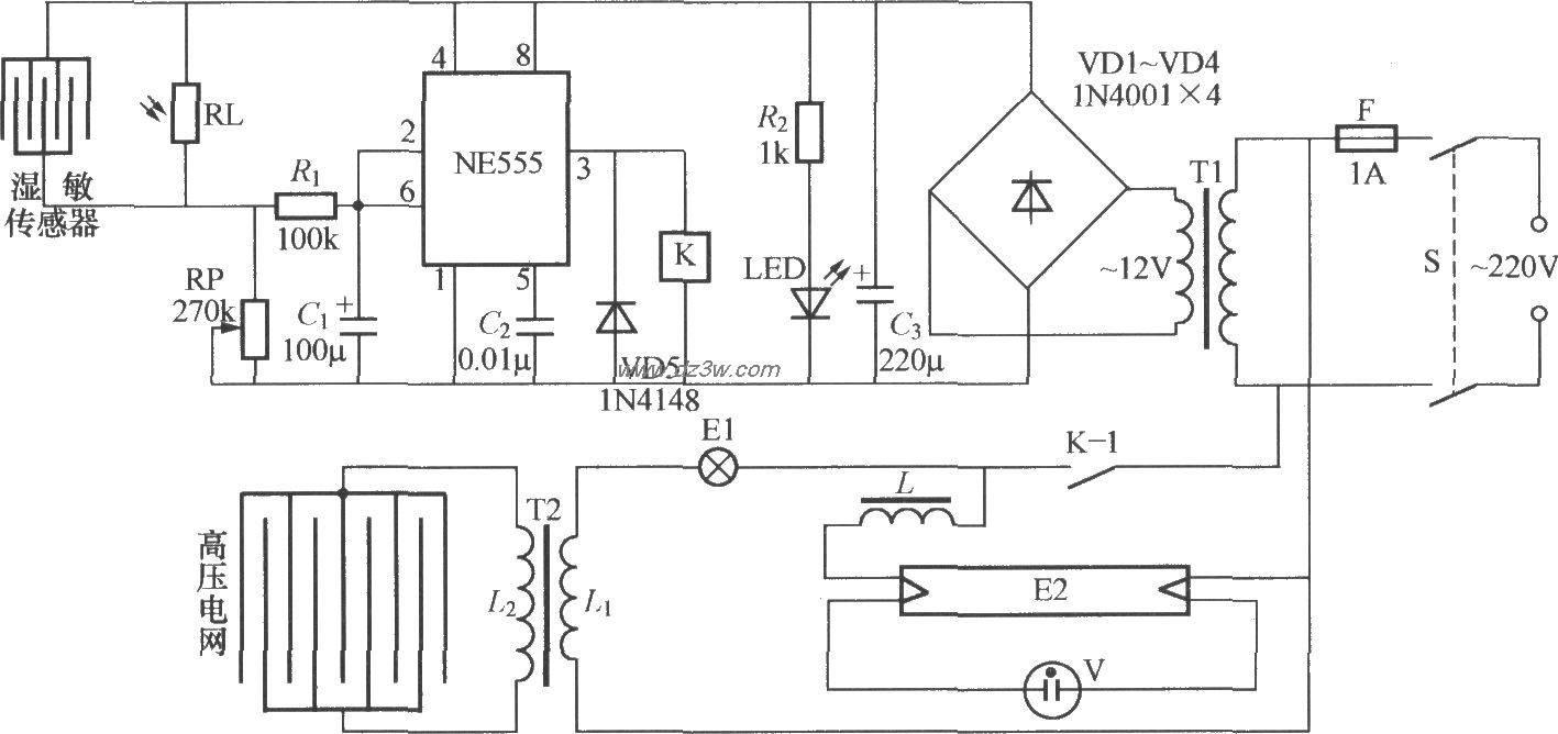 农用灭虫黑光灯电路电路图