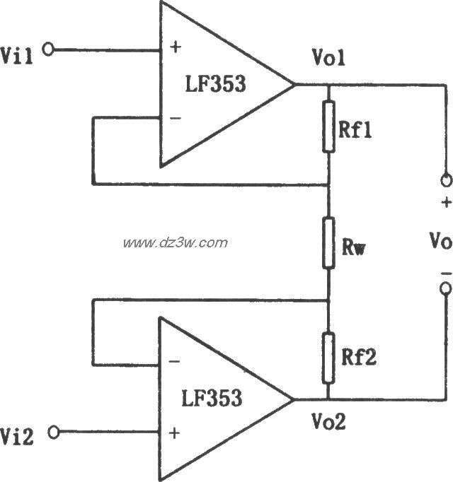 LF353构成的同相并联减法电路图