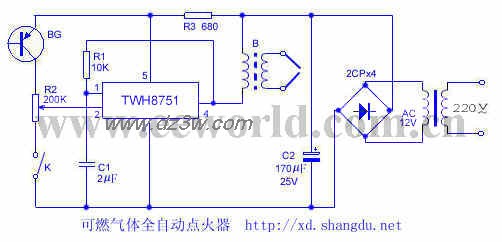可燃气体全自动点火器电电路图