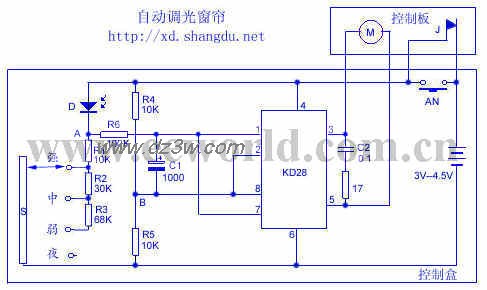 自动调光窗帘电路电路图